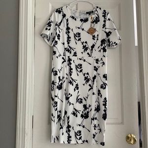 Light airy white dress with black floral design